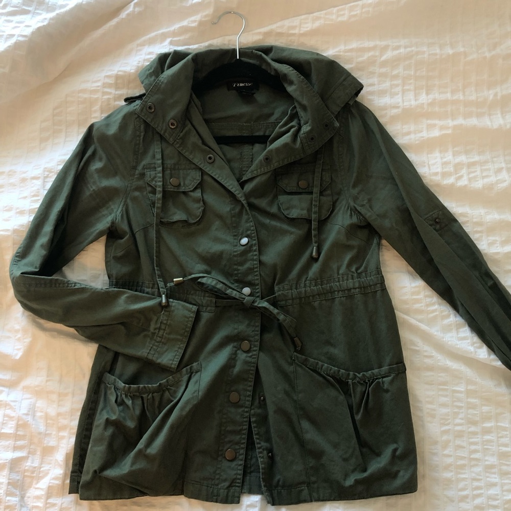 Fashion Q Army Green Thin Hooded Jacket Shirt